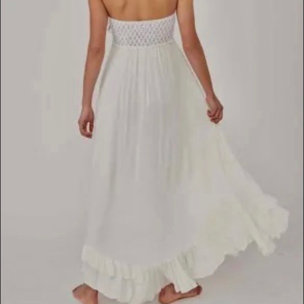 Strapless corset dress Free People white boho dress maxi dress open back - Picture 8 of 16